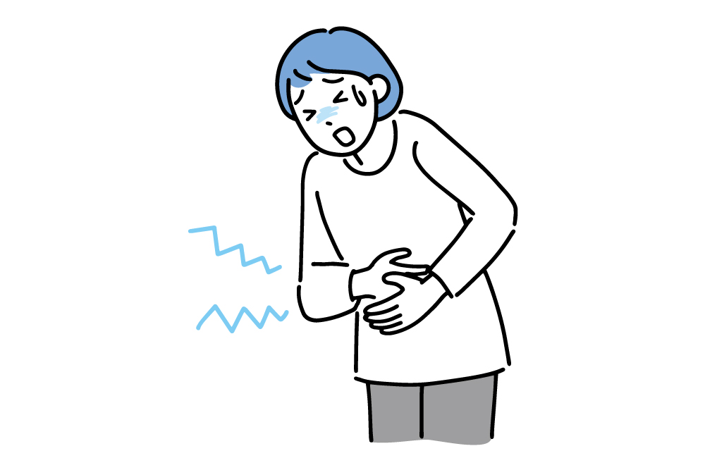 お腹周りが痛い女性